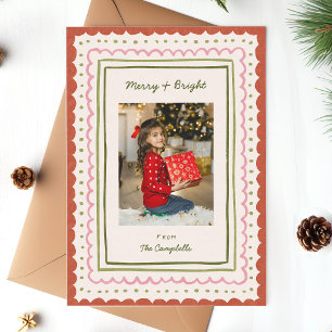 Kerst Foto met Fantasievolle Handgetekende Lijsten Feestdagenkaart