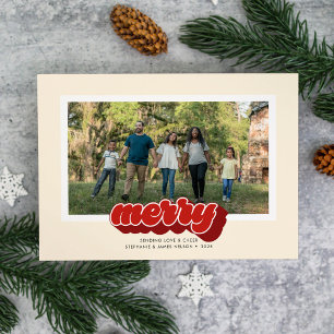 Kerst Foto met Rode Retro Schrift Feestdagenkaart
