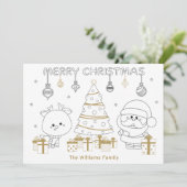 Kerst Foto Naam Aangepaste Kleur Fun Cute Feestdagenkaart (Staand voorkant)