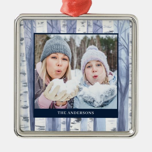 Kerst Foto Naam Waterverf Tree Ornament (Voorkant)