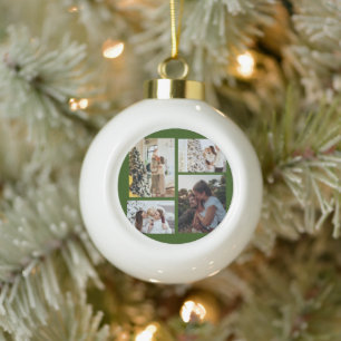 Kerst Foto Ornament, Foto Collage Kerstmis  Keramische Bal Ornament