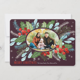 Kerst Foto Ovale Wenskaart Feestdagenkaart