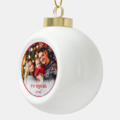 Kerst Foto Rode Keramische Bal Ornament (Rechts)