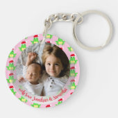 Kerst Foto Roze Kikker Santa Hoed Patroon Sleutelhanger (Achterkant)