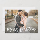 Kerst Fotoborstel Script Nieuwe Mr en Mrs Kaart (Voorkant)