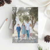 Kerst fotokaart met rustieke script bedankkaart