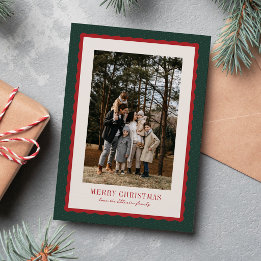 Kerst fotokaart met stippen en geschulpte rand feestdagenkaart