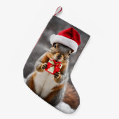 Kerst Fox Eekhoorn met een Santa Hat Kleine Kerstsok (Voorkant (Hangend))