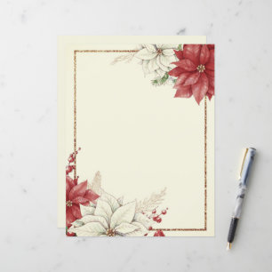 Kerst frame met vintage poinsettia