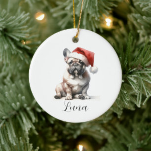 Kerst Frans Bull Dog Santa Hat Ornament