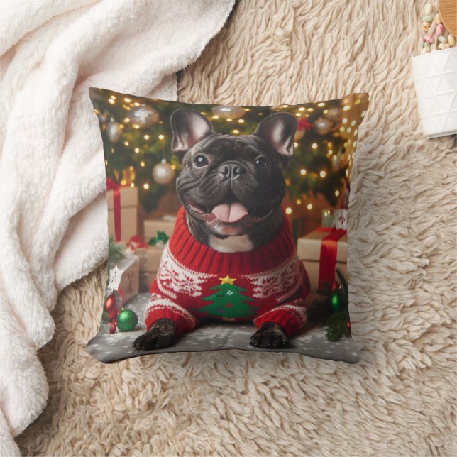 Kerst Franse Bulldog kussen (Deken)