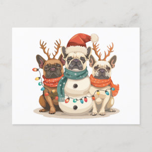Kerst Franse Bulldog Rendieren Honden Briefkaart