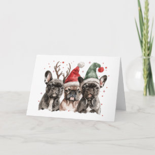 Kerst Franse Bulldog Rendierhonden Kaart
