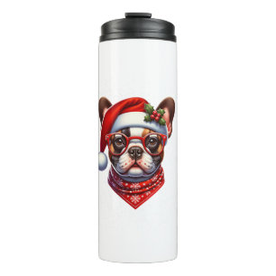 Kerst Franse Bulldog Santa Hat Frenchie Ugly C Thermosbeker
