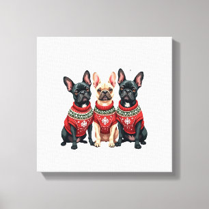 Kerst Franse Bulldog Xmas Franse Bulldog Hond Canvas Afdruk