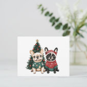 Kerst Franse Bulldogs Briefkaart (Staand voorkant)