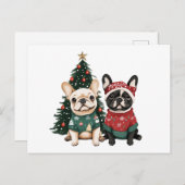 Kerst Franse Bulldogs Briefkaart (Voorkant / Achterkant)