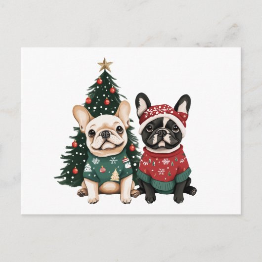 Kerst Franse Bulldogs Briefkaart (Voorkant)