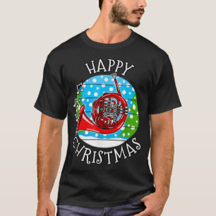 Kerst-Franse hoorn, Hornist Brass Musicus, Xma T-shirt
