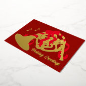 Kerst-Frenchhorn Folie Feestdagenkaart (Gedraaid)