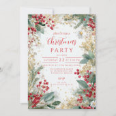 Kerst Frosted Pine en Goud Kaart (Voorkant)