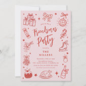 Kerst Fun Doodle Vriendschapsfeest Kaart (Voorkant)