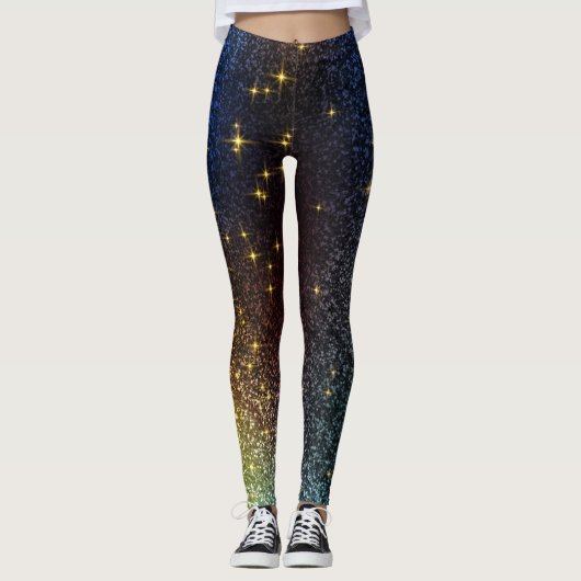 Kerst Galaxy Glitter Dazzling Leggings (Voorkant)