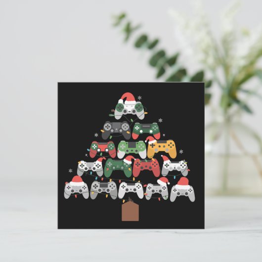 Kerst Gaming Tree Gamers Gamer Xmas Gifts Feestdagenkaart (Staand voorkant)