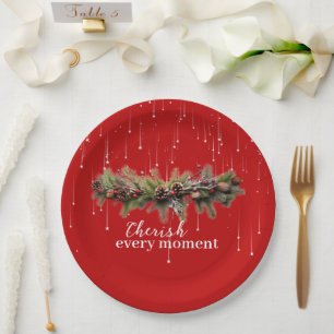 Kerst Garland en Shooting Stars Koesteren de Papieren Bordje