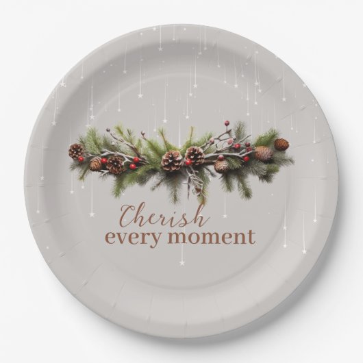 Kerst Garland en Shooting Stars Koesteren de Papieren Bordje (Voorkant)