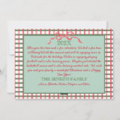 Kerst Garland Rood Lint Groen Gingham Feestdagenkaart (Achterkant)