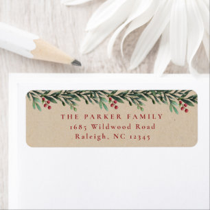 Kerst Garland Waterverf Retouradres Etiket