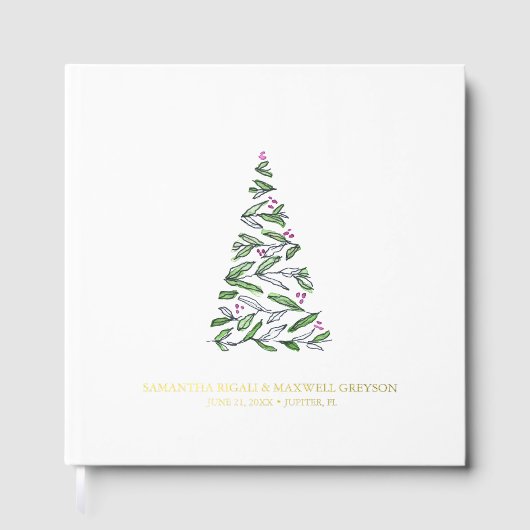 Kerst Gastboek Waterverf Tree Gastenboek (Voorkant)