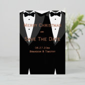 Kerst Gay Save The Date Rose Goud Folie Kaart (Staand Voorkant)