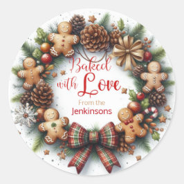 Kerst - Gebakken met Love Classic Ronde Sticker