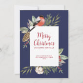 Kerst gebladerte blauwe foto feestdagenkaart (Voorkant)