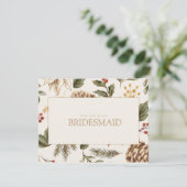 Kerst gebladerte bruidsmeisje voorstel Kaart (Staand voorkant)