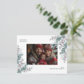 Kerst gebladerte foto feestdagenkaart (Staand voorkant)