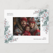 Kerst gebladerte foto feestdagenkaart (Voorkant)