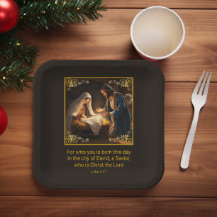 Kerst Geboorte Heilige Familie Religieus Papieren Bordje