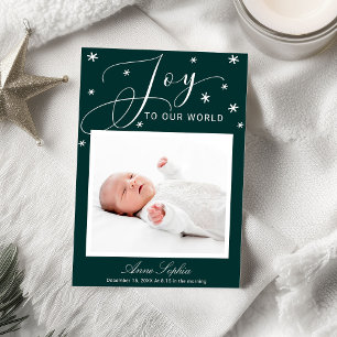 Kerst geboortekaart met vrolijk schrift feestdagenkaart