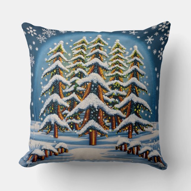 Kerst Geborduurd Sneeuwvlok Sierkussen (Voorkant)