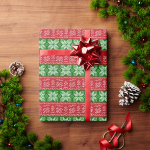 Kerst geborduurde sneeuwvlokken, kerstbomen, cadeaupapier