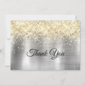 Kerst geborsteld metaal zilver goud faux glitter bedankkaart (Voorkant)