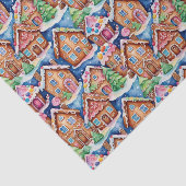 Kerst Gebruine Huizen in Waterverf Tissuepapier (Detail)