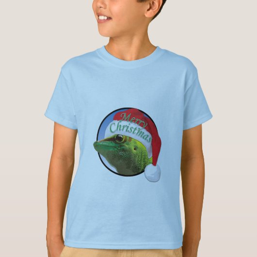 Kerst Gecko - Kinderen Basic T-Shirt (Voorkant)