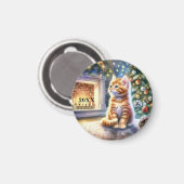 Kerst Geel Gestreepte Kitten Magnet Magneet (Voorkant / Achterkant)