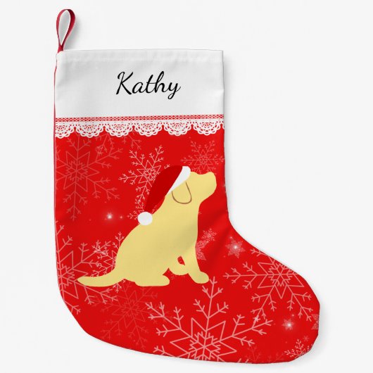 Kerst Geel Labrador Puppy Kous Kleine Kerstsok (Voorkant)