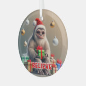 Kerst Geloof de Sasquatch Bigfoot Glas Ornament (Voorkant links)