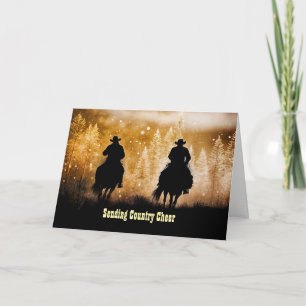 Kerst Gelukkig Nieuwjaar Country Western Cowboys Kaart